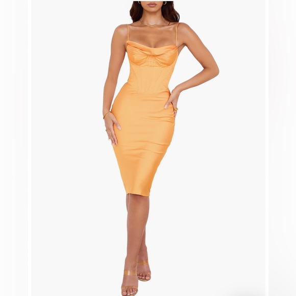 House of CB Dresses House Of Cb Myrna Satin Corset Midi Dress